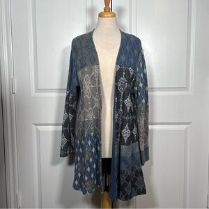 J Jill Womens Blue Patterned Duster Cardigan
